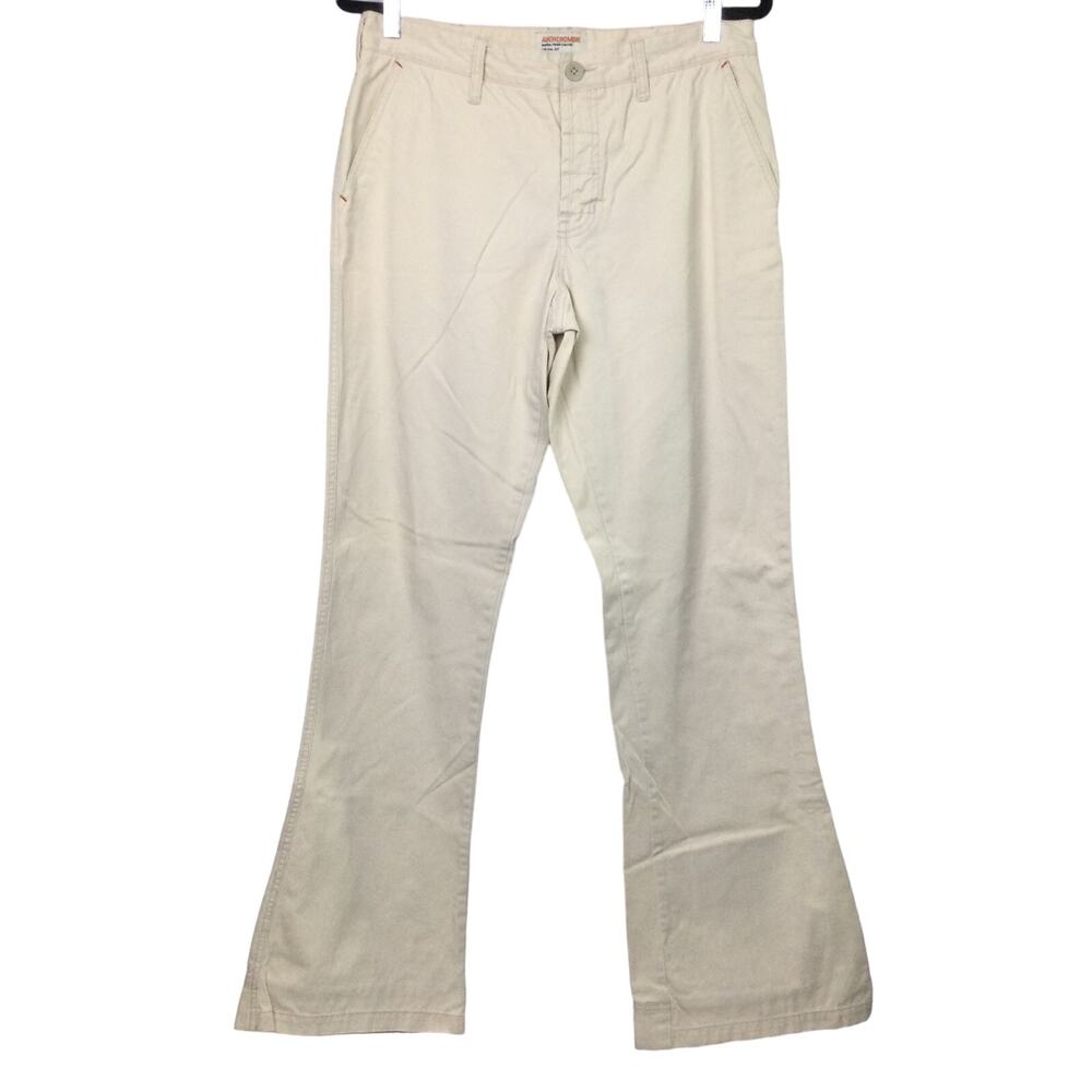 Abercrombie Military 90's Flap Pocket Y2K Wide Leg Hippie Flare Cream Pant 10